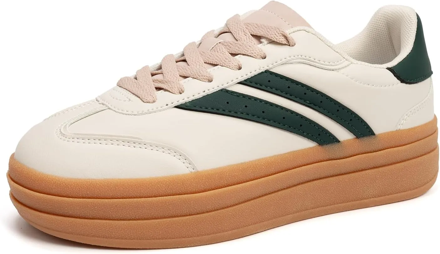 Platform Fashion Sneakers Women's Low-Top Classic Chunky Casual Lace-up Walking Shoes for Lady