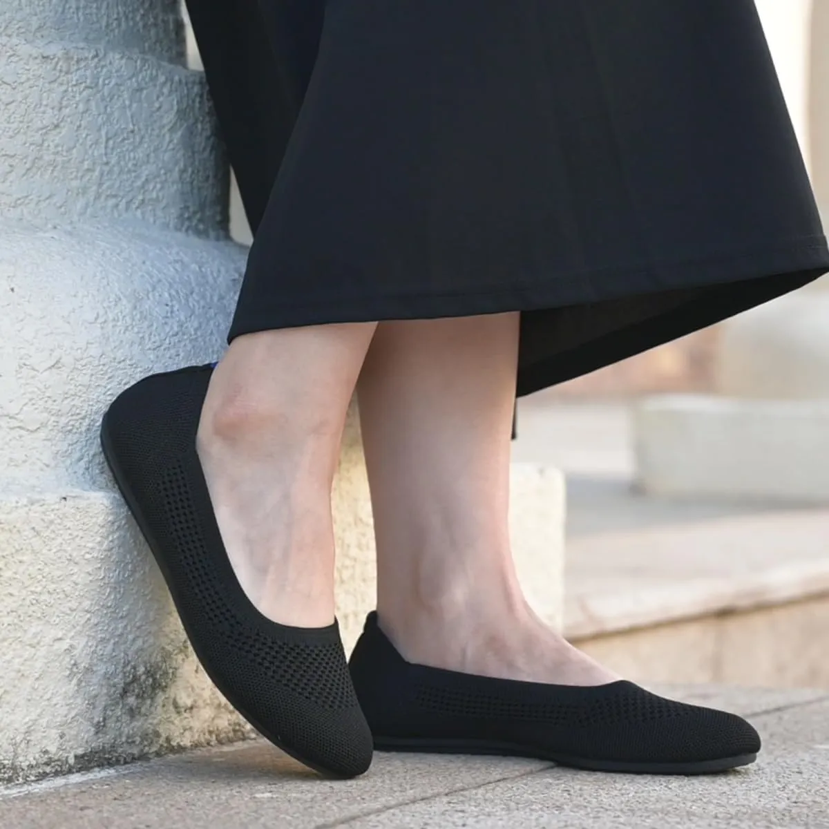 poemlady Women’s Ballet Flat Dress Knit Round Toe Slip On Ballerina Walking Shoes for Womam Casual Comfort Soft 22002