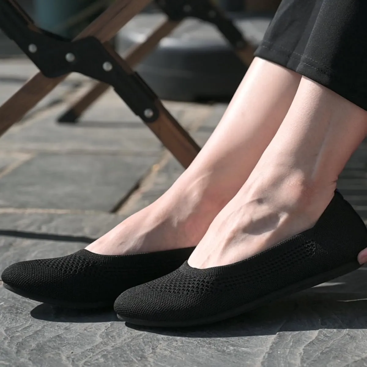 poemlady Women’s Ballet Flat Dress Knit Round Toe Slip On Ballerina Walking Shoes for Womam Casual Comfort Soft 22002