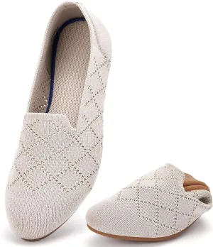 poemlady Women’s Ballet Flat Dress Knit Round Toe Slip On Ballerina Walking Shoes for Womam Casual Comfort Soft 22002