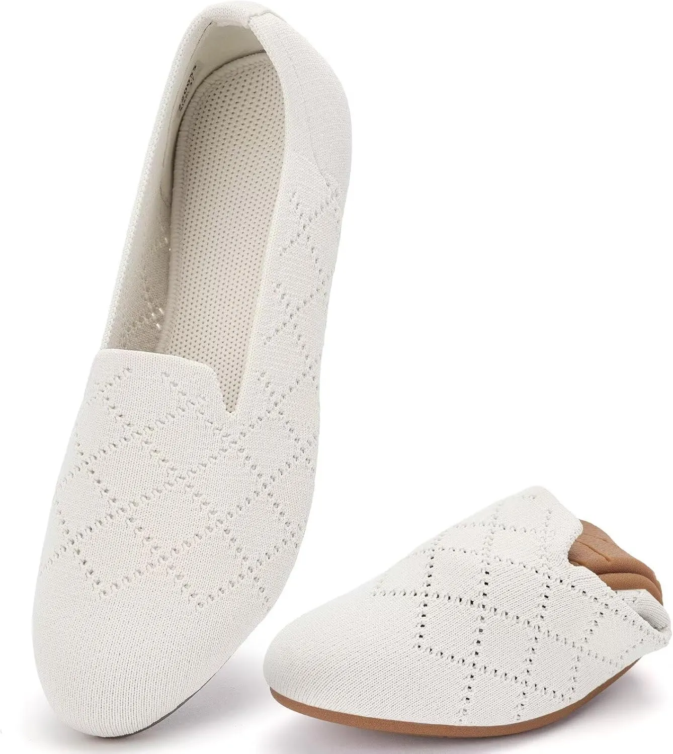 poemlady Women’s Ballet Flat Dress Knit Round Toe Slip On Ballerina Walking Shoes for Womam Casual Comfort Soft 22002