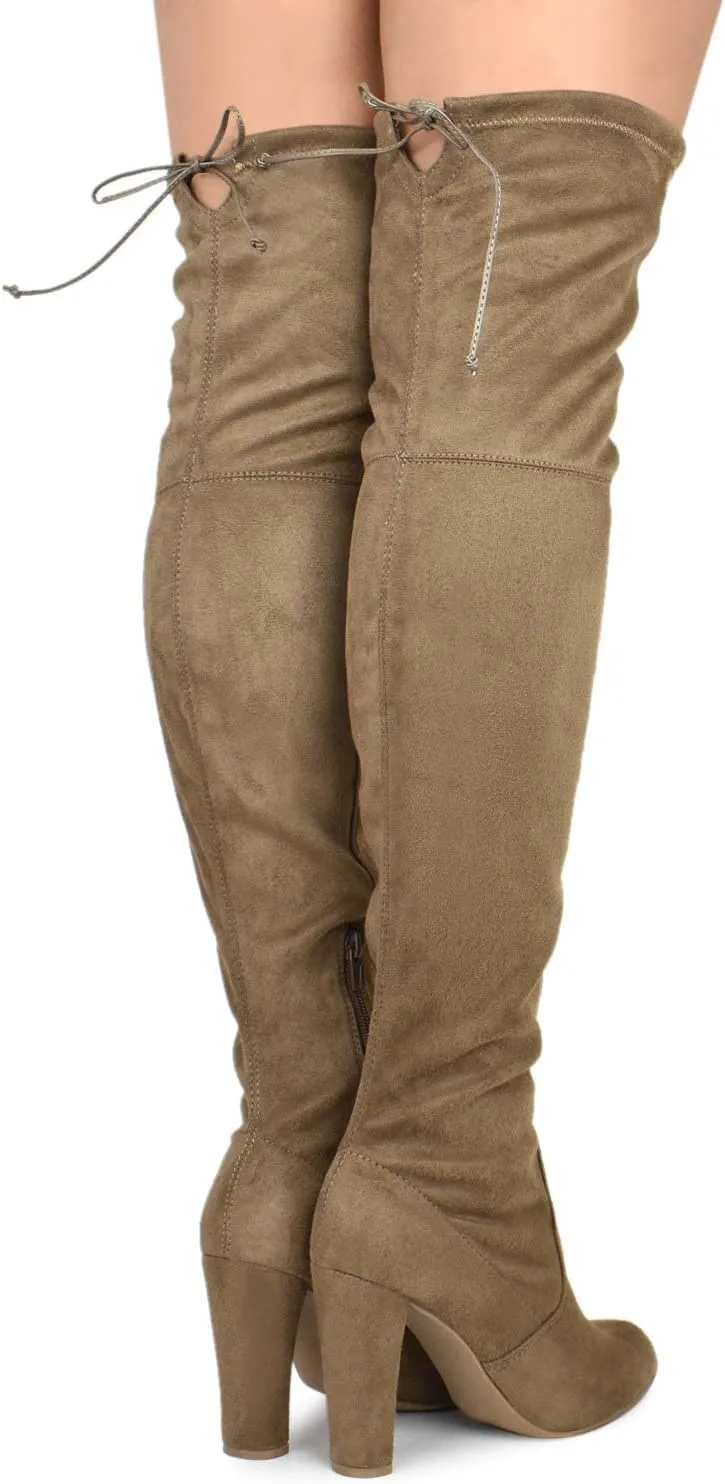 Premier Standard Women's Over The Knee Boot - Sexy Over The Knee Pullon Boot - Trendy Low Block Heel Shoe - Comfortable Boot