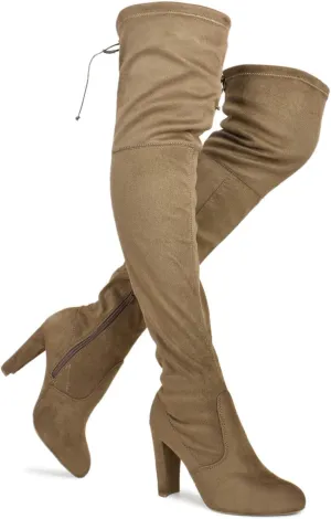 Premier Standard Women's Over The Knee Boot - Sexy Over The Knee Pullon Boot - Trendy Low Block Heel Shoe - Comfortable Boot
