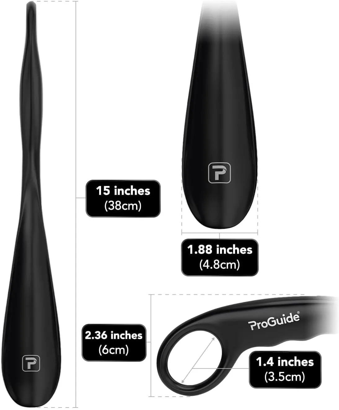 Professional Long Handled Shoe Horn | 15, 17, 20" Solid Metal Shoehorn for Seniors, Men, Women