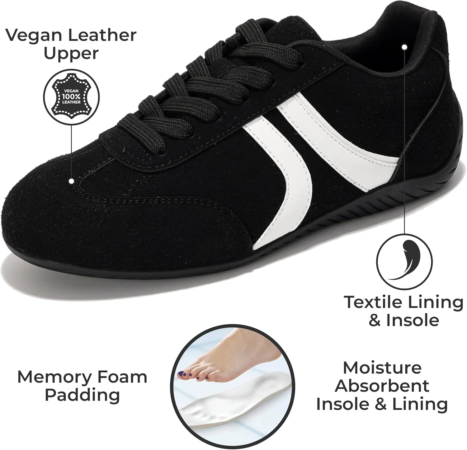 Project Cloud Ballerina Sneakers for Women – Comfortable Lace-Up Womens Shoes with Memory Foam – Lightweight Vegan Leather Women Footwear – All-Day Women's Fashion Sneakers for 2025 (Goal)