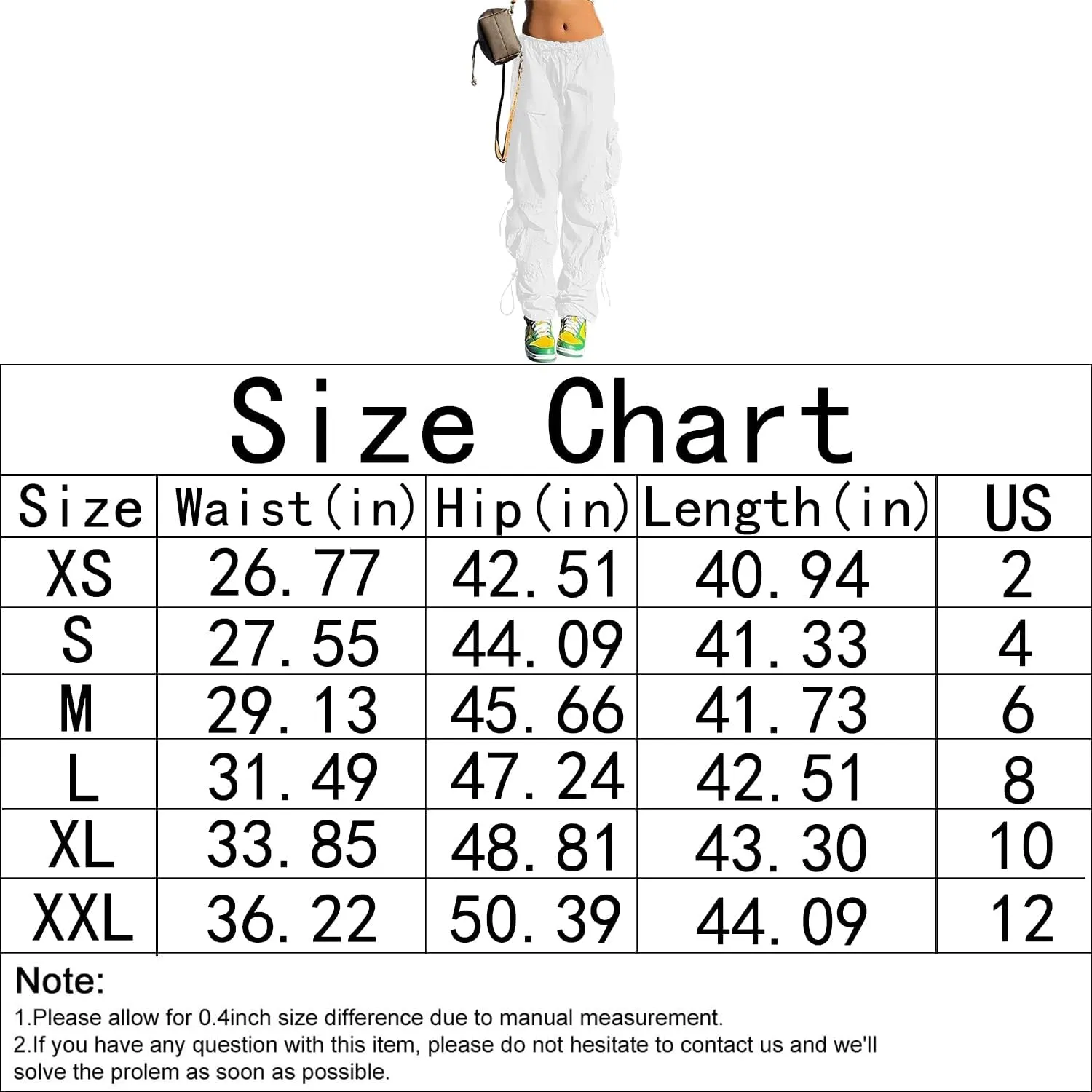 QYANGG Baggy Parachute Pants for Women& Girls Drawstring Elastic Low Waist Ruched Cargo Pants Multiple Pockets Jogger Y2K