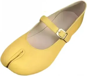 Retro Tabi Ballet Flats Shoes for Women Single-Strap Genuine Leather Mary Jane Flat Closed Split-Toe Low-Cut Soft Upper and Insole Comfort Office Work