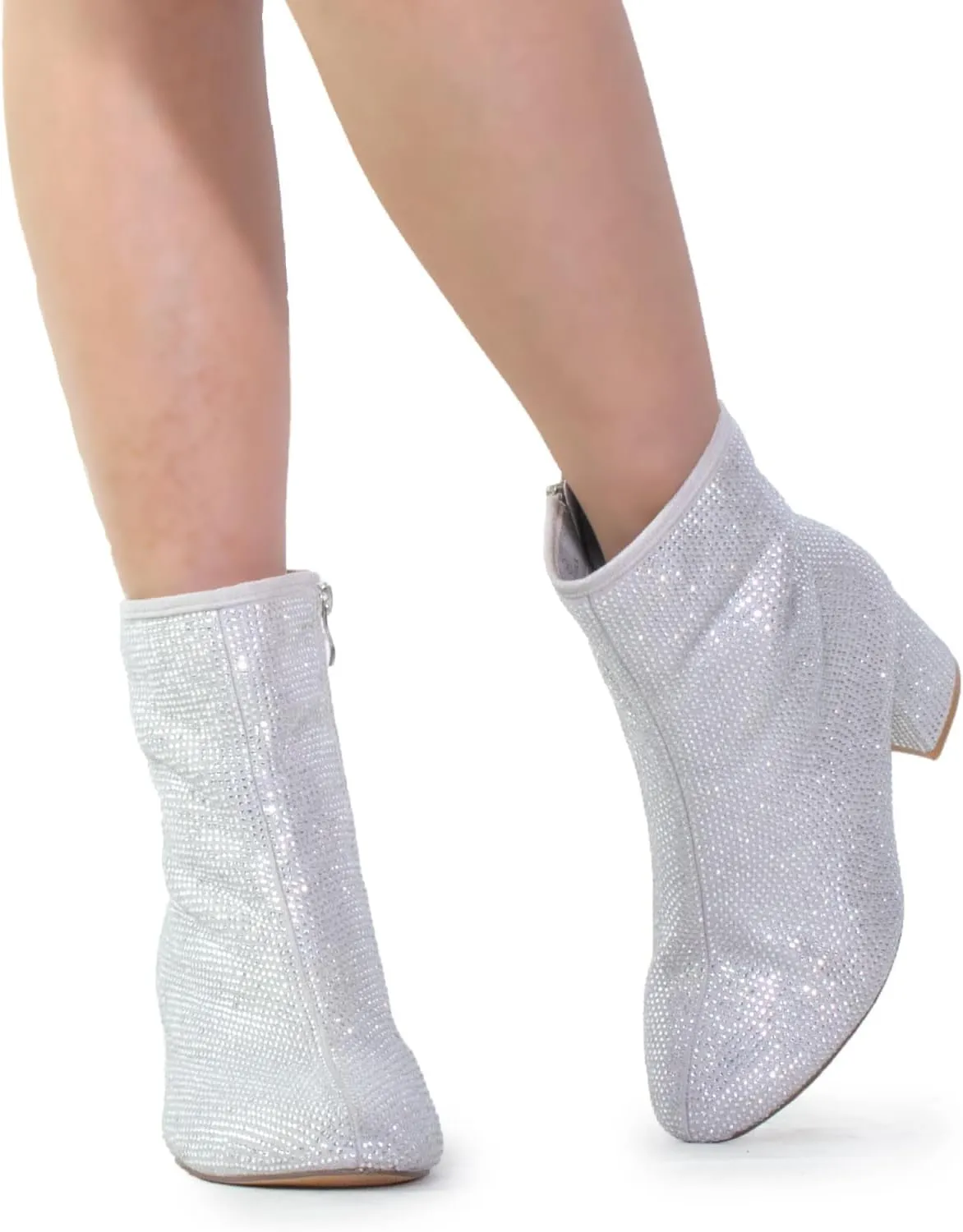 RF ROOM OF FASHION Women's Wide Width Block Heel Ankle Boots - Plus Size Friendly