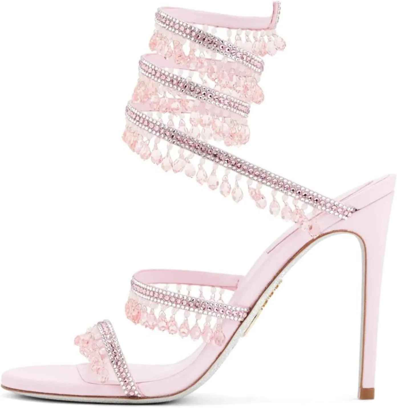 Rhinestone Tassel Wrap Around High Heels Stiletto Sandals for Women,Women's Colorful Diamonds Twist Around Open Round Toe Lace up Heeled Sandals Date Banquet Dress Wedding Prom High Heeled Shoes