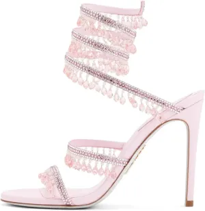 Rhinestone Tassel Wrap Around High Heels Stiletto Sandals for Women,Women's Colorful Diamonds Twist Around Open Round Toe Lace up Heeled Sandals Date Banquet Dress Wedding Prom High Heeled Shoes