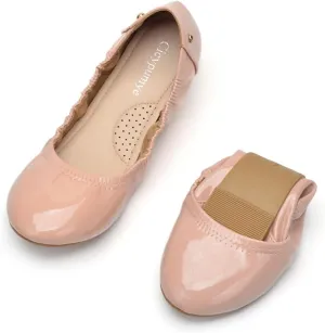 Rojeam Womens Flats Shoes Fold Up Pumps Ballet Flat Slip-on Ballerina Pumps Shoes Loafers Ladies Roll Up Shoes