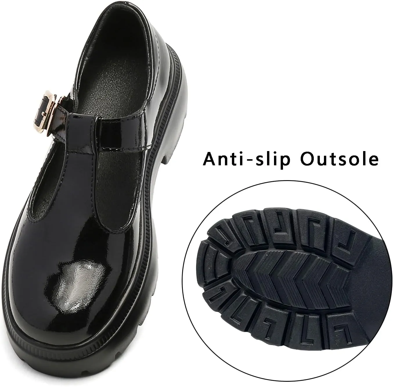 Ruiatoo Women Mary Jane Dress Shoes Platform Loafers Low Heel Chunky Pumps Round Toe Oxford Shoes