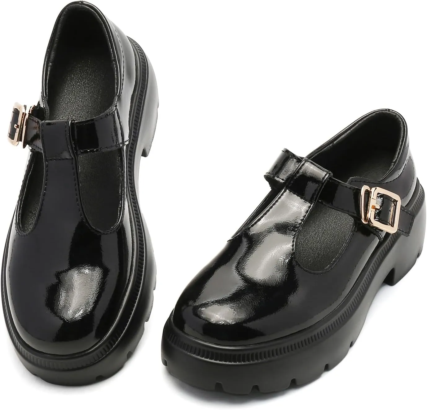 Ruiatoo Women Mary Jane Dress Shoes Platform Loafers Low Heel Chunky Pumps Round Toe Oxford Shoes