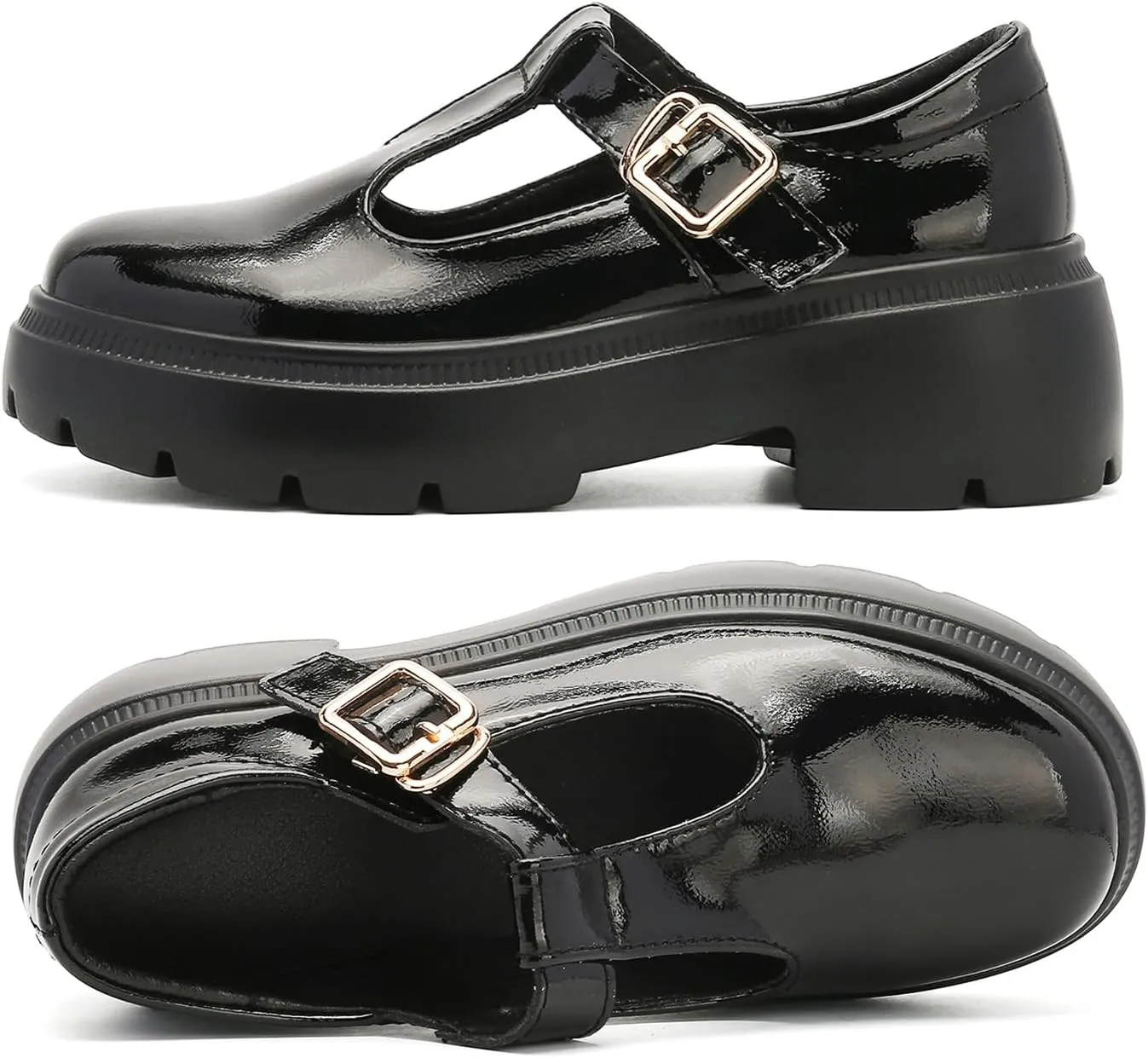 Ruiatoo Women Mary Jane Dress Shoes Platform Loafers Low Heel Chunky Pumps Round Toe Oxford Shoes