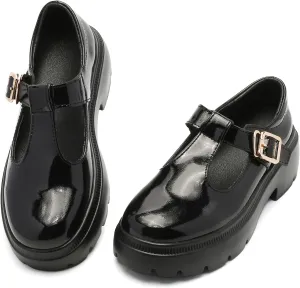 Ruiatoo Women Mary Jane Dress Shoes Platform Loafers Low Heel Chunky Pumps Round Toe Oxford Shoes