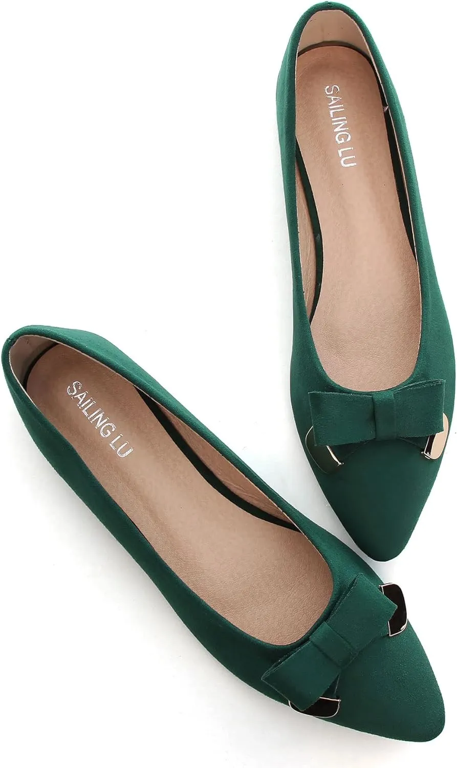 SAILING LU Ballet Flats for Women Dressy Flat Shoes Pointed Toe Bowknot Slip on Flats Shoes Women Loafers Shoes