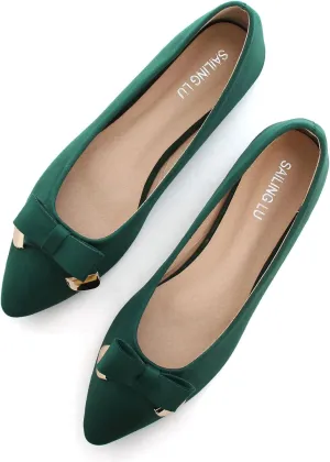 SAILING LU Ballet Flats for Women Dressy Flat Shoes Pointed Toe Bowknot Slip on Flats Shoes Women Loafers Shoes