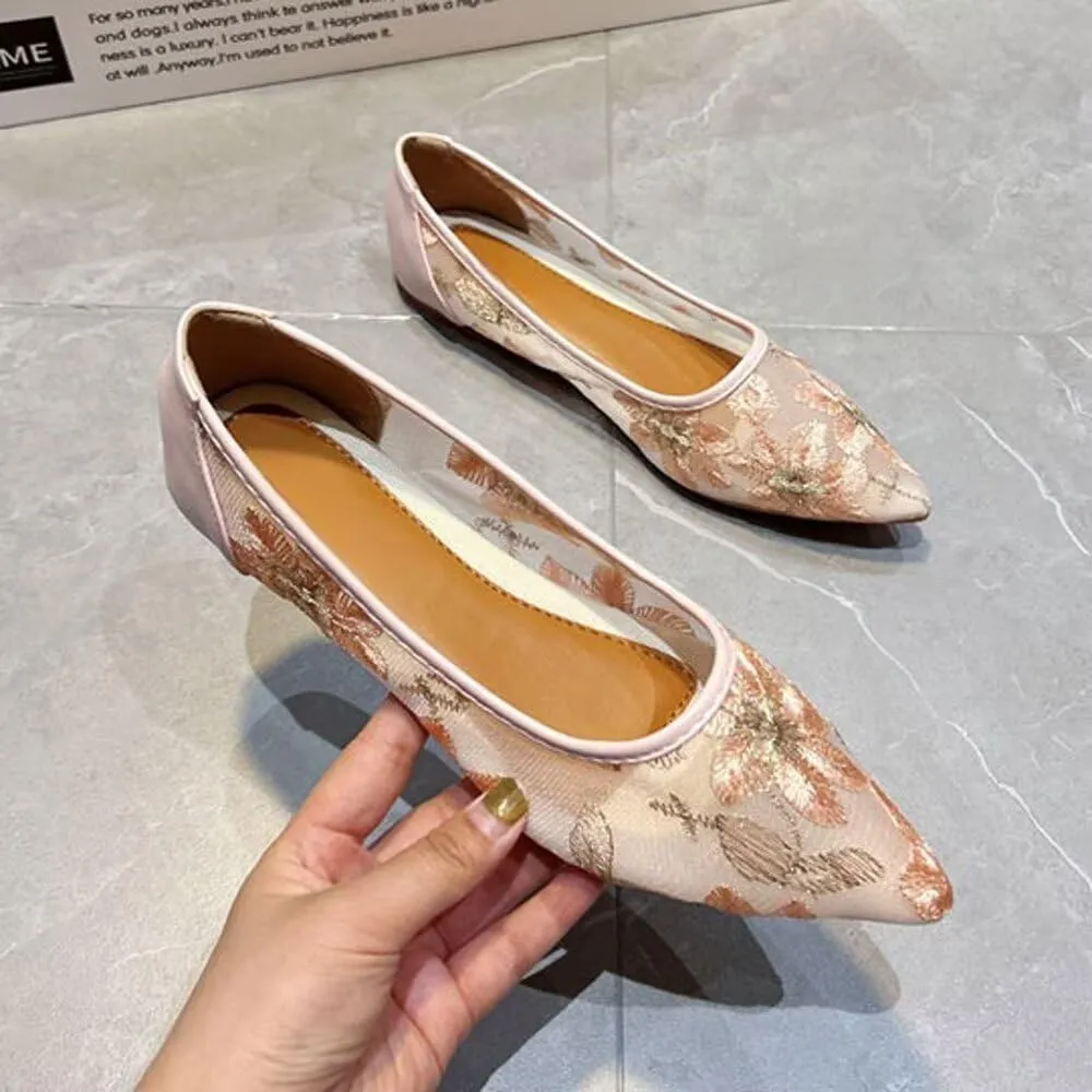 SAILING LU Womens Suede Pointed Toe Ballet Flats Comfortable Wedding Party Casual Slip-On Ballerina Dressy Shoes for Women Walking Shoes