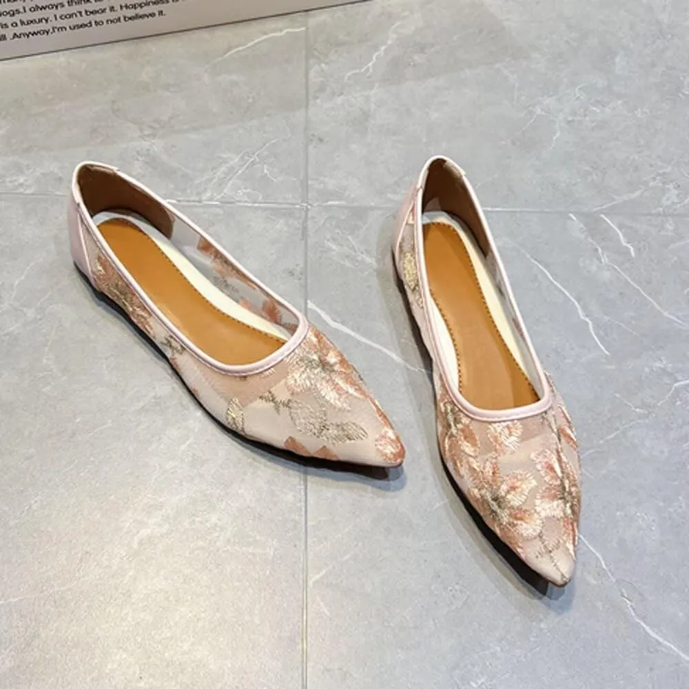 SAILING LU Womens Suede Pointed Toe Ballet Flats Comfortable Wedding Party Casual Slip-On Ballerina Dressy Shoes for Women Walking Shoes