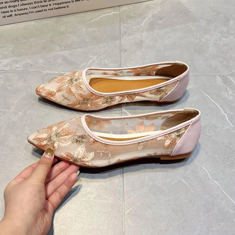 SAILING LU Womens Suede Pointed Toe Ballet Flats Comfortable Wedding Party Casual Slip-On Ballerina Dressy Shoes for Women Walking Shoes