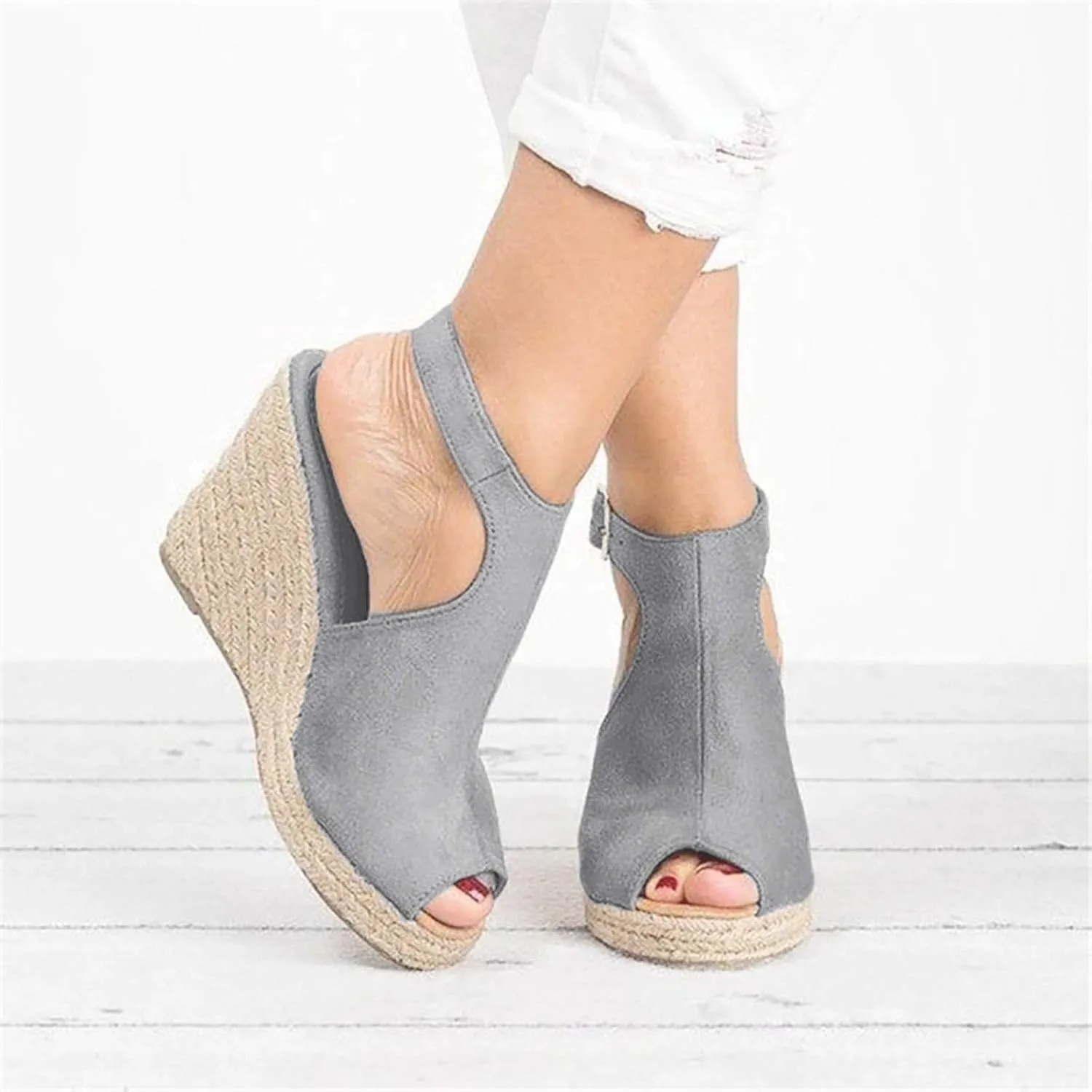 Sandals Women Fashion, Womens Sandals Sexy Hollow Floral Lace Chunky High Heels Peep Toe Platform Boots