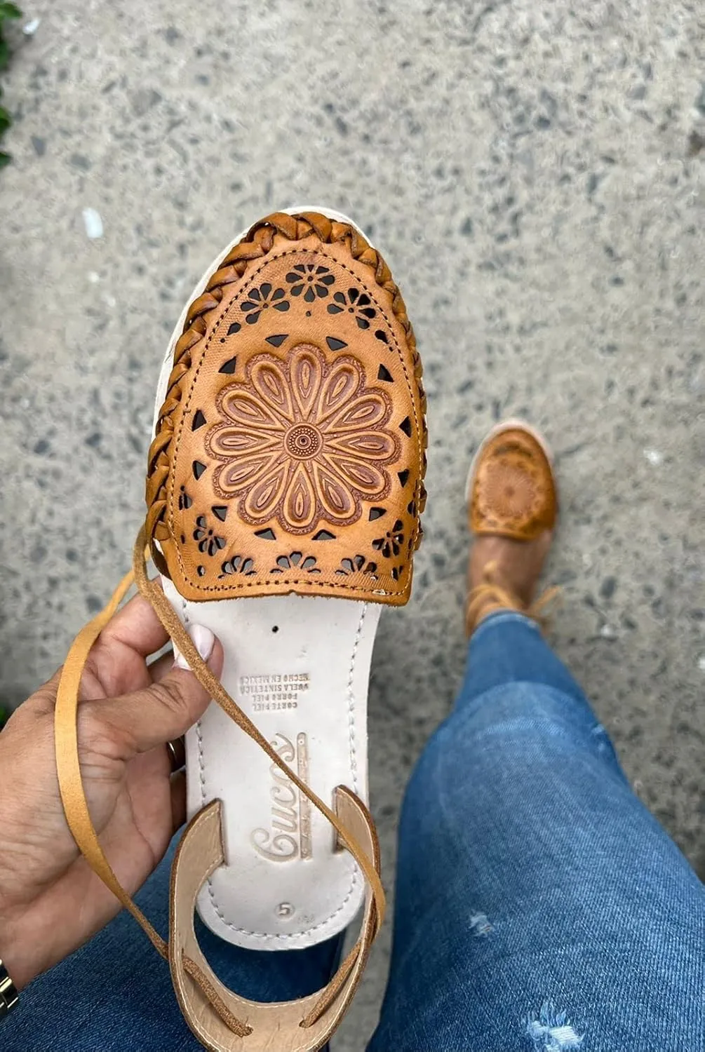 Sandals women Huarache Sandal Colorful Leather Mexican Style Color Shedron 202 Mandala