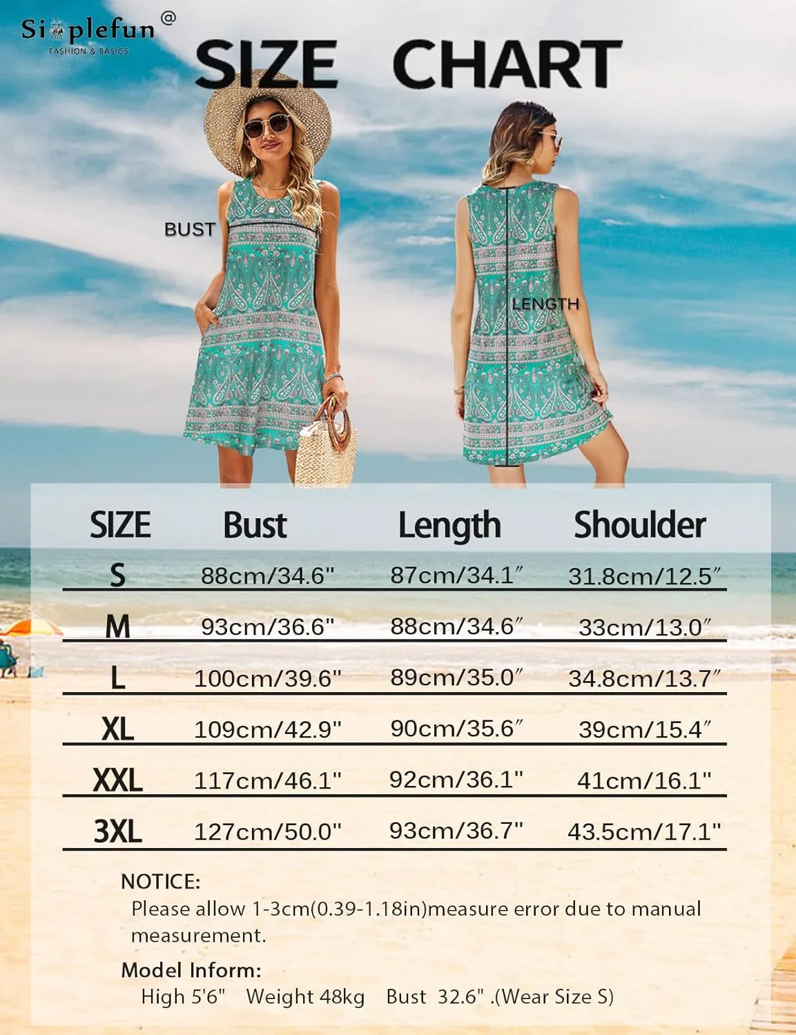 SimpleFun Summer Dresses for Women Beach Floral Tshirt Sundress Casual Pockets Boho Tank Dress