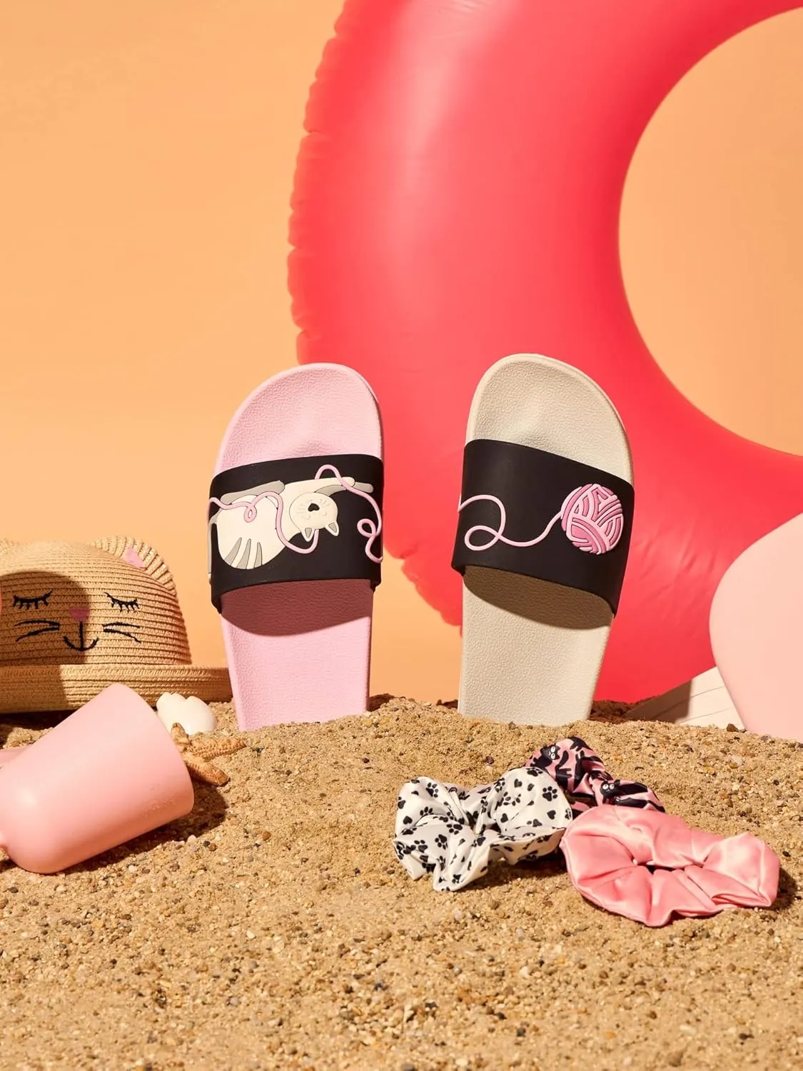 Slides & Slippers for Women, Men & Kids Pool Sandals Funny Designs Books Coffee Party Pizza Fox Bear Llama Clouds Footwear Gift