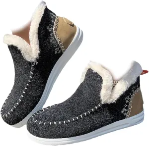 Soft Plush Slip-on Sneakers for Cozy Feet, Warm Cozy Micro Suede Slipper Boots, Non Slip Orthopedic Winter Slippers