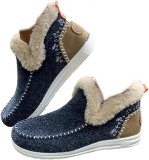 Soft Plush Slip-on Sneakers for Cozy Feet, Warm Cozy Micro Suede Slipper Boots, Non Slip Orthopedic Winter Slippers