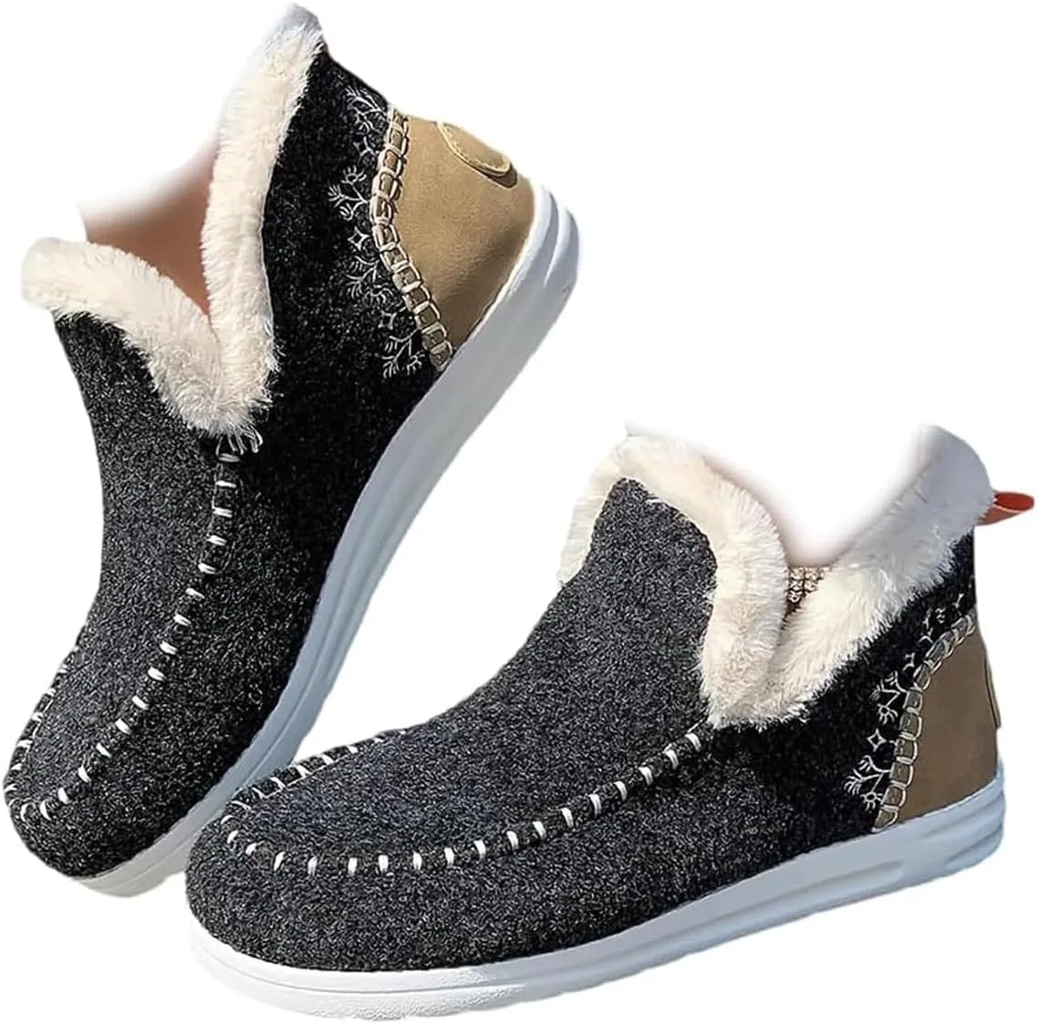 Soft Plush Slip-on Sneakers for Cozy Feet, Warm Cozy Micro Suede Slipper Boots, Non Slip Orthopedic Winter Slippers
