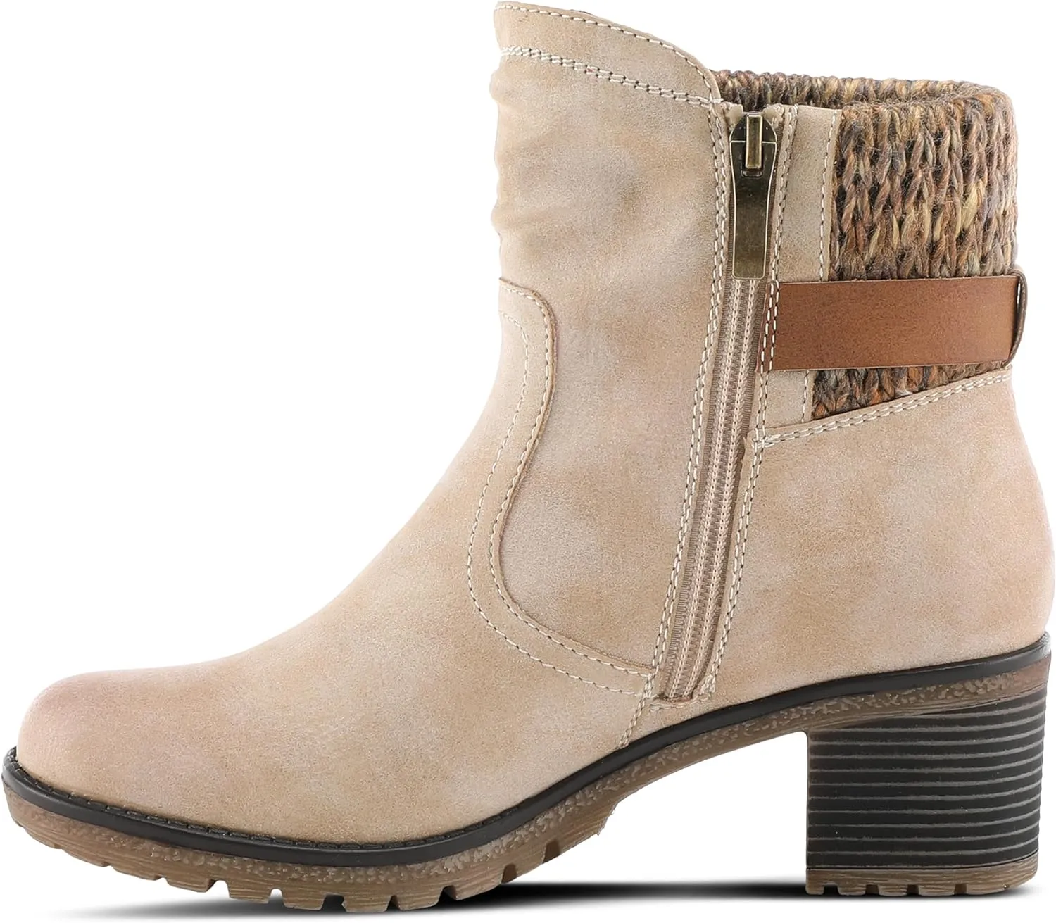 Spring Step Relife Style Rene Knee High Ankle Boots for Women | Shoes for Women with Zipper Closure, Sweater Knit Cuff and Faux Fur Insole