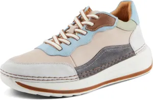 Spring Step Women's Booker Sneakers with Premium Leathers, Geometric Pattern, and Removable Insoles