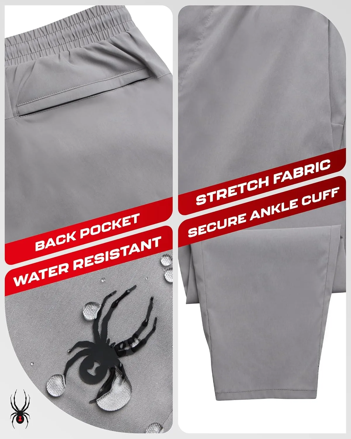 Spyder Mens Golf Pants - Lightweight Stretch Wind and Water Resistant Tech Work Dress Pants for Golf Hiking Athleisure (S-XL)