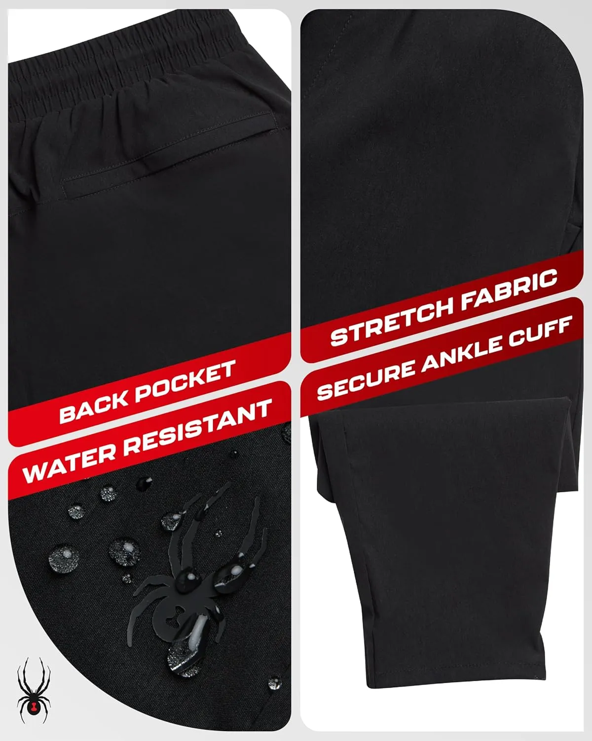 Spyder Mens Golf Pants - Lightweight Stretch Wind and Water Resistant Tech Work Dress Pants for Golf Hiking Athleisure (S-XL)