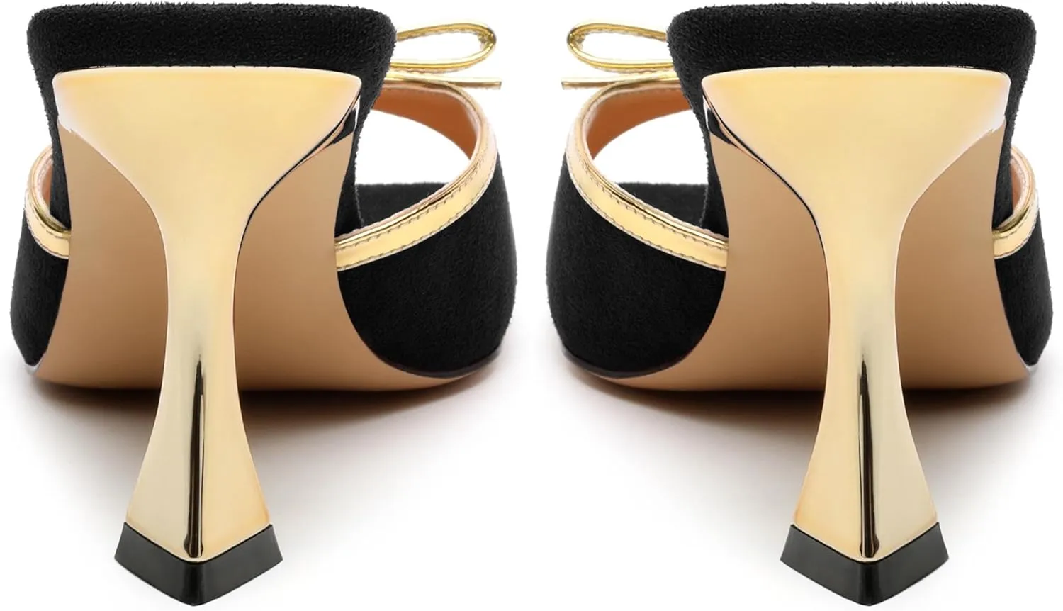 Square Toe Stilettos - Slip-On Heeled Sandals with Bow Accent, Dressy Work to Party Shoes for Women, Daily Occasion High Heels