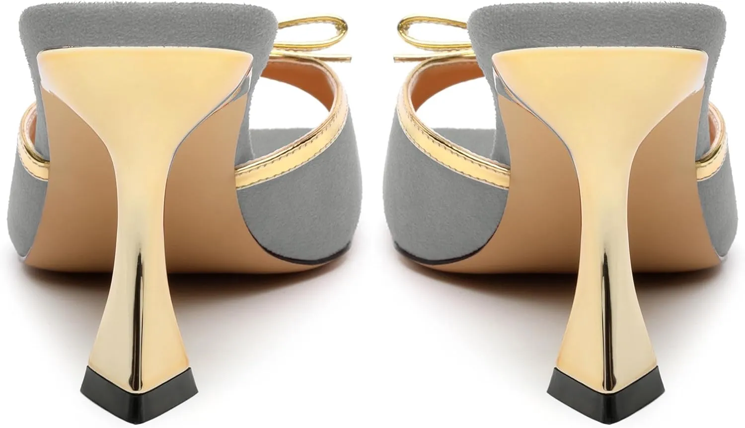 Square Toe Stilettos - Slip-On Heeled Sandals with Bow Accent, Dressy Work to Party Shoes for Women, Daily Occasion High Heels