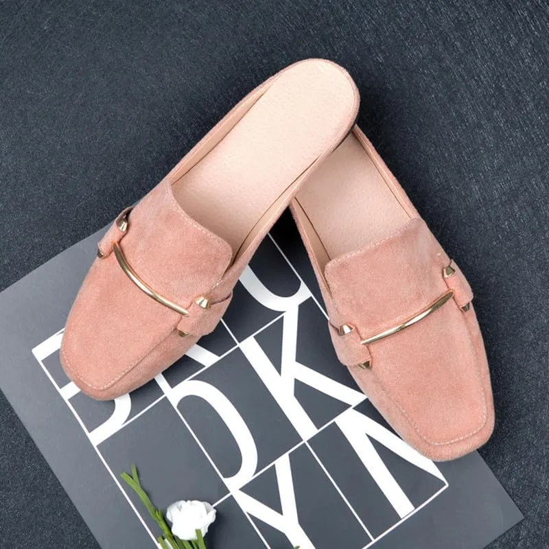 Starella Mules for Women Flats Slip On Loafers Open Back Shoes Buckle Mules