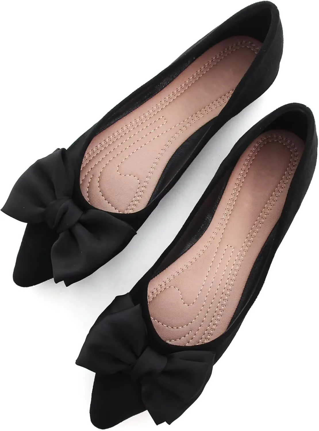 Stunner Women's Ballet Flats Comfortable Pointy Toe Slip On Memory Foam Bowtie Walking Dressy Flats Shoes