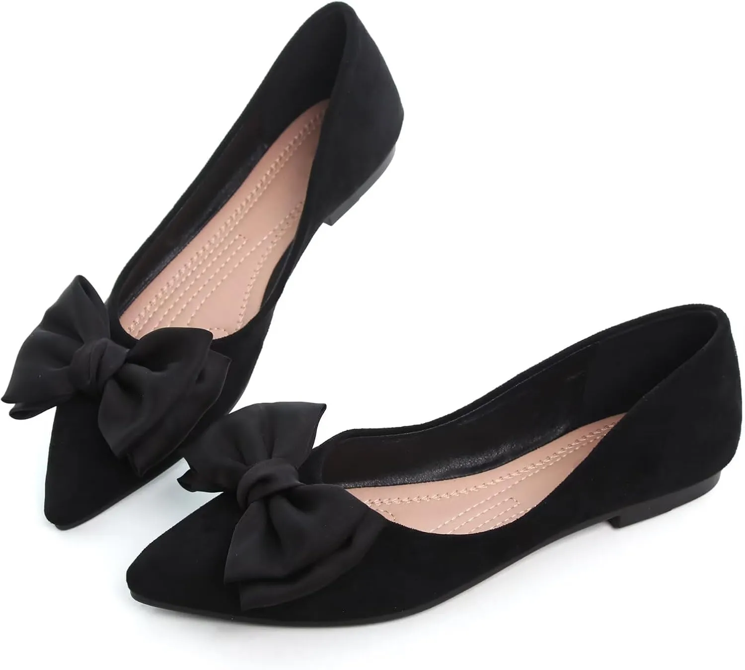 Stunner Women's Ballet Flats Comfortable Pointy Toe Slip On Memory Foam Bowtie Walking Dressy Flats Shoes