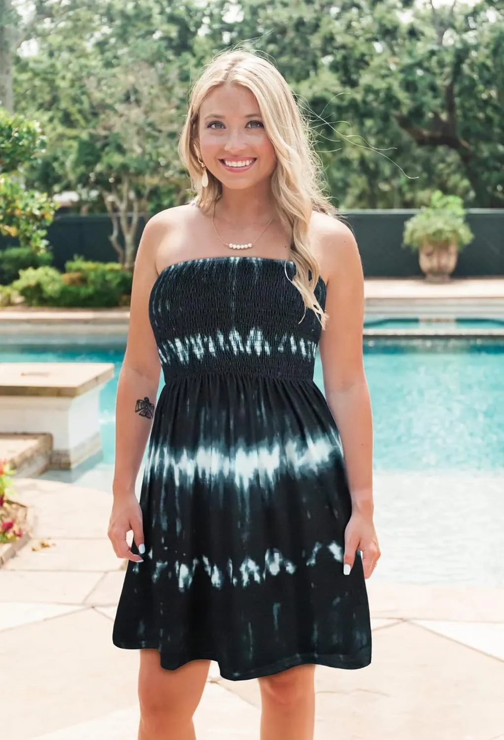 Summer Dress for Women Beach Boho Strapless Cover Ups Off Shoulder Floral Sundresses