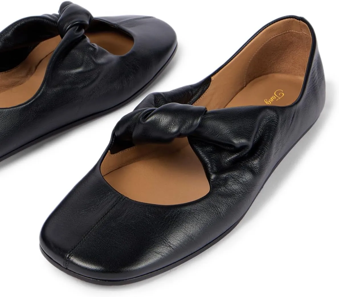 Tang'scuisins Women Stylish Slip on Frilled Knot Lightweight Ballet Flats Closed Round Toe Flats Dress Working Daily Casual Shoes Size 4-16 US