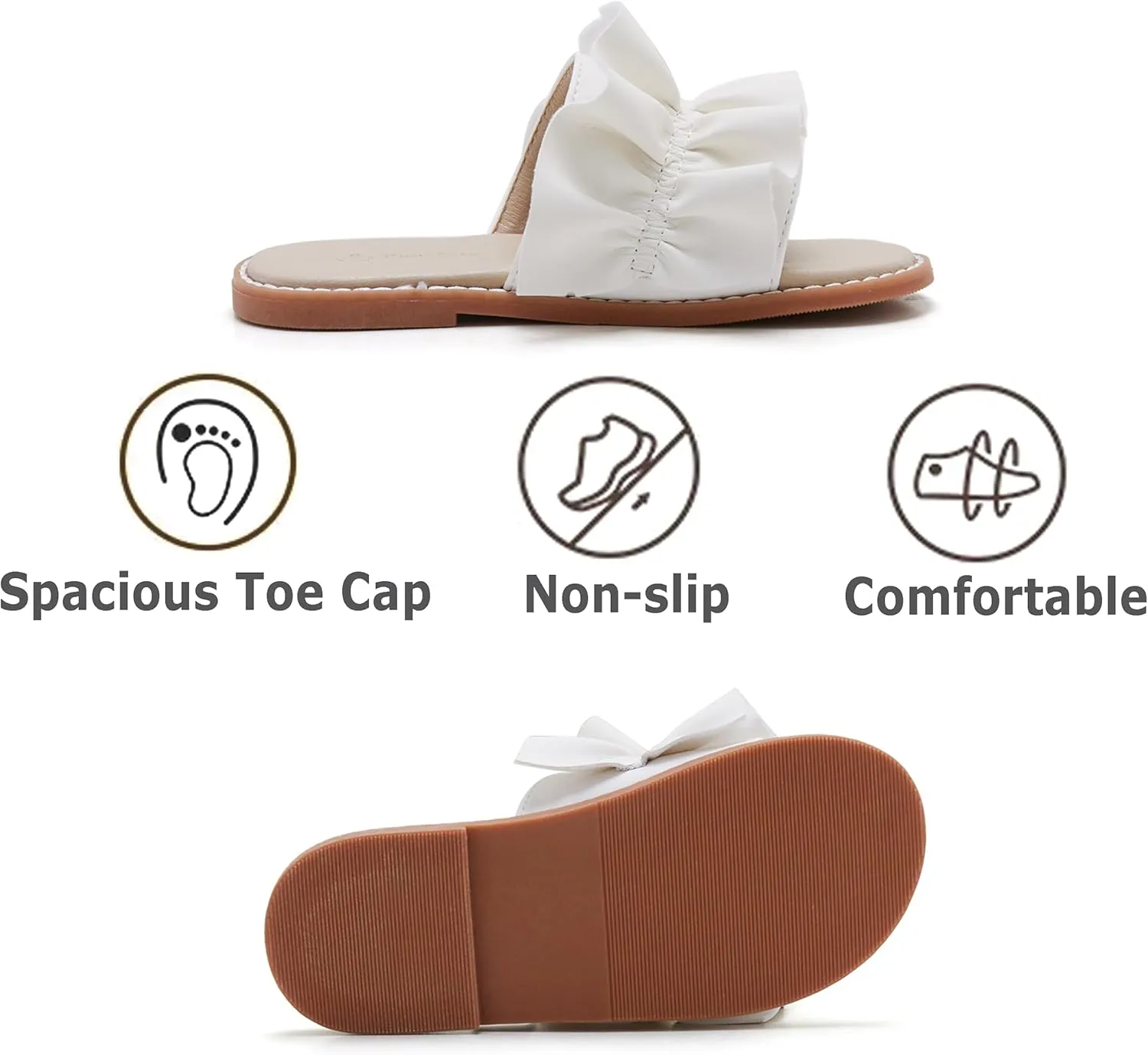 THEE BRON Princess Dress Slippers Slides Sandals for Little Girls