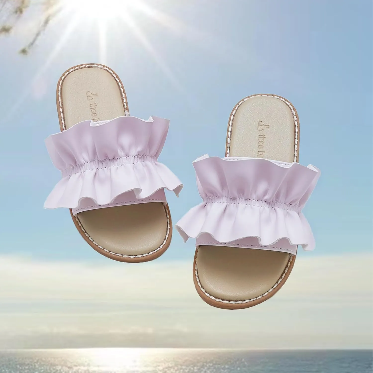 THEE BRON Princess Dress Slippers Slides Sandals for Little Girls