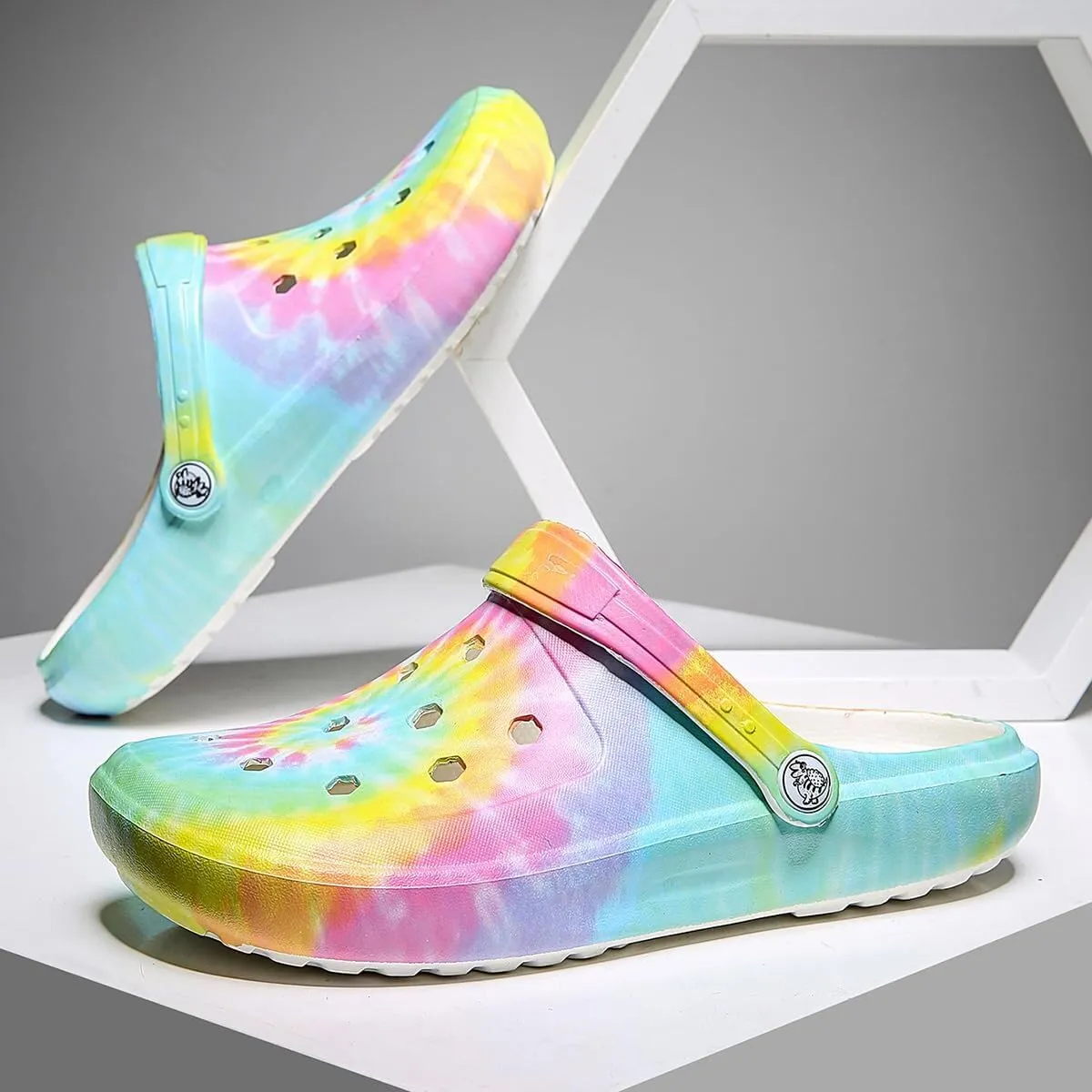 Tie-dye Womens Clogs Lightweight Slip-on Garden Shoes Cheap Slippers/Sandals/Water Shoes