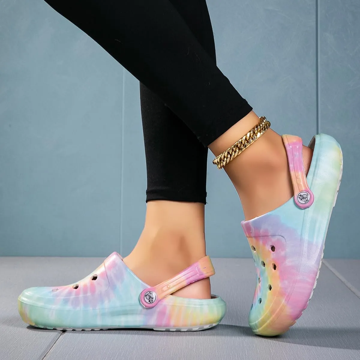 Tie-dye Womens Clogs Lightweight Slip-on Garden Shoes Cheap Slippers/Sandals/Water Shoes