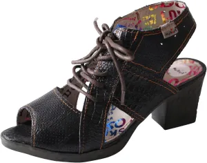 TMA EYES & MAiA Womens Lace-up Sandals Leather Mid Heeled Women Sandals