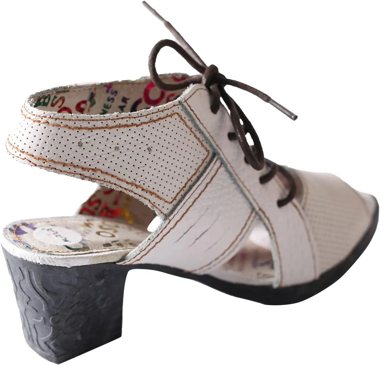 TMA EYES & MAiA Womens Lace-up Sandals Leather Mid Heeled Women Sandals