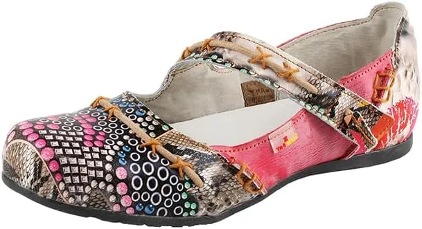 TMA EYES Stylish Color-Block Flat Sandals with Random Prints and Buckle