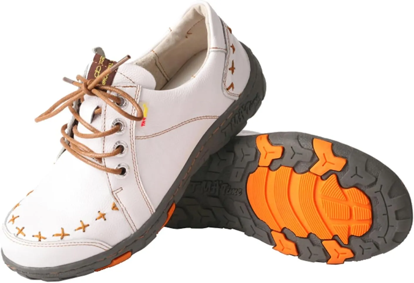 TMA EYES Women's Leather lace-up Leather Shoes Flats Comfortable with Hand-Stitched Design